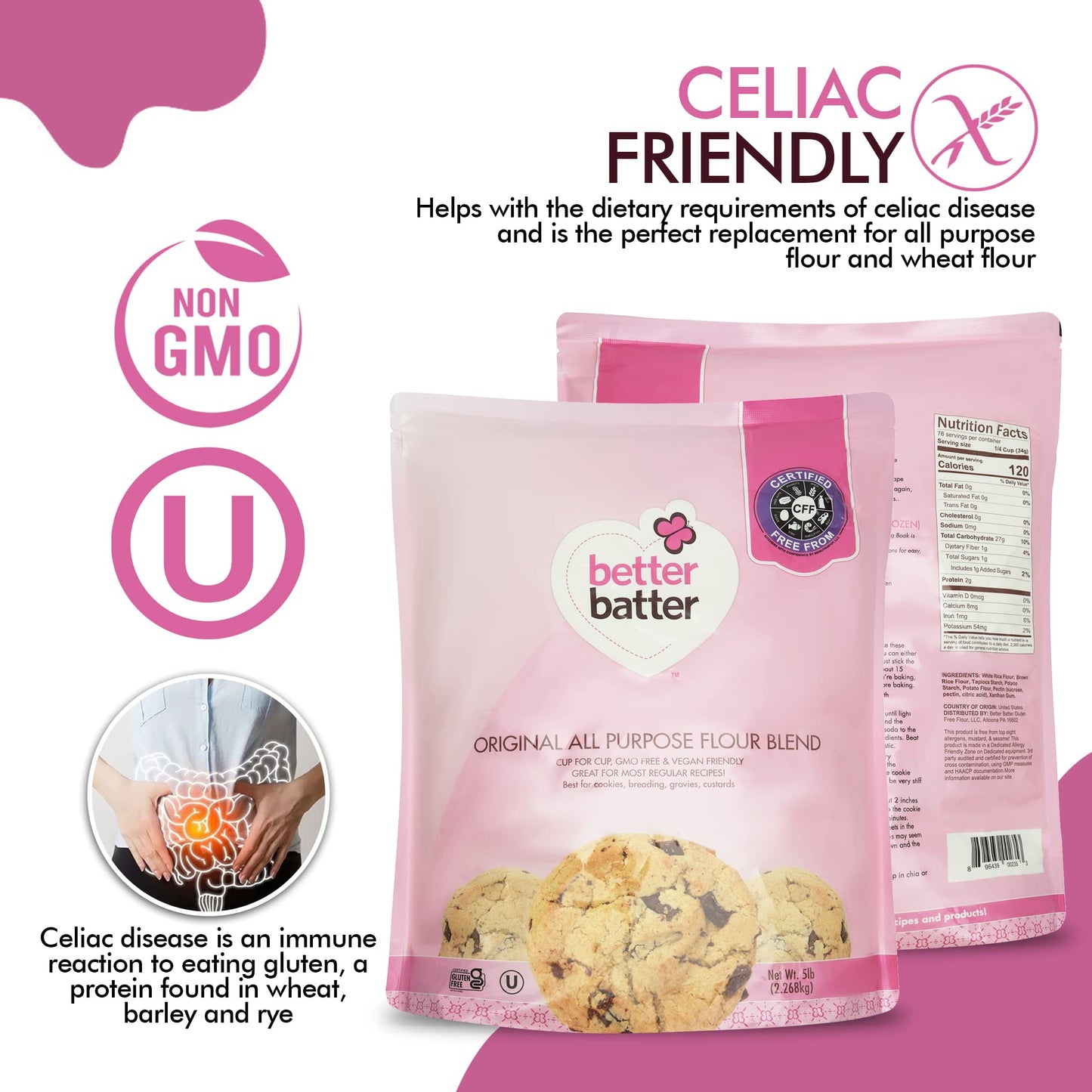 Better Batter Gluten Free Flour - Award Winning Nutritious, Vegan, Allergen Free, & Kosher - Cup for Cup Alternative All-Purpose Baking, Organic