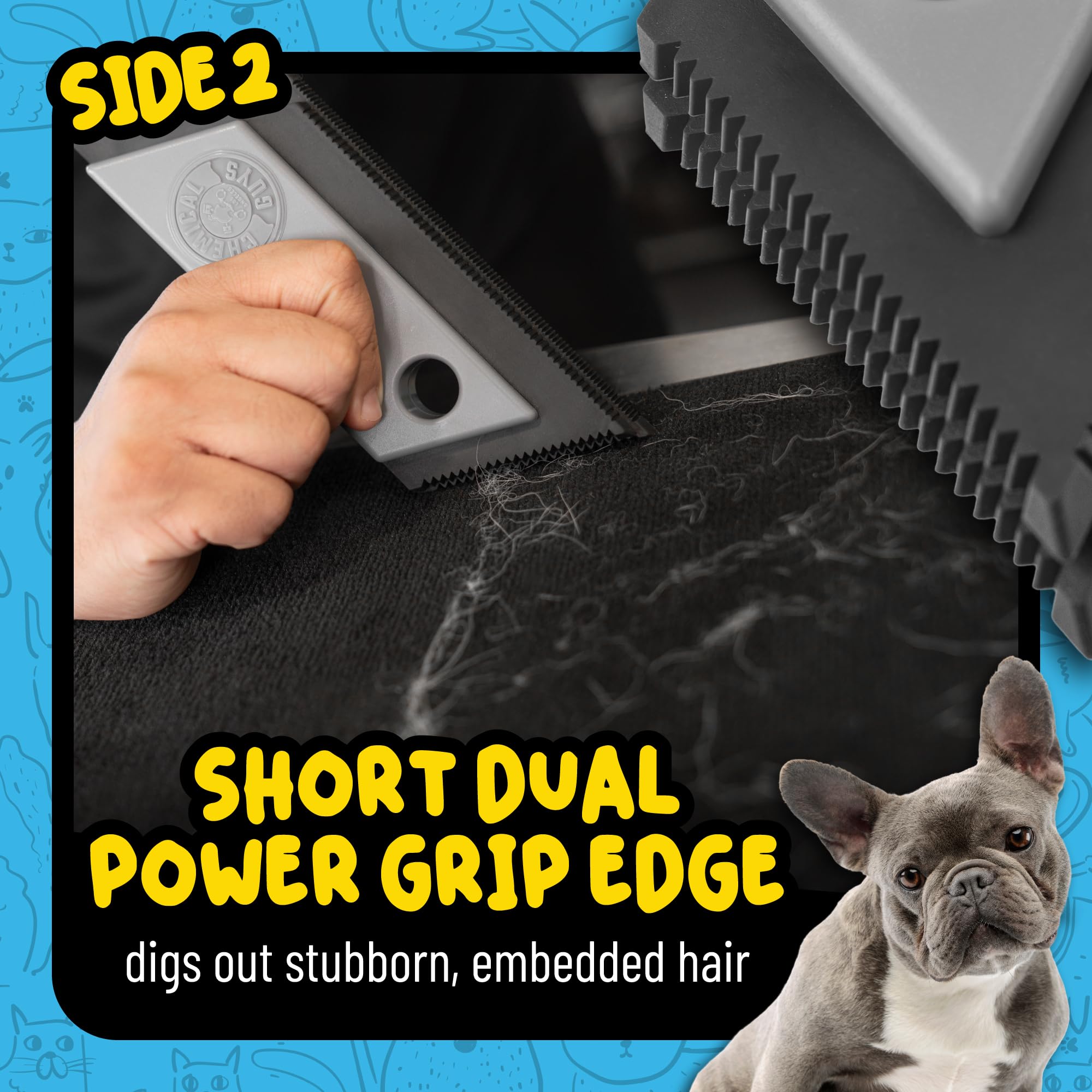 Chemical Guys Grubbie Edge Pet Hair Removal Tool - Reusable Pet Hair & Lint Remover for Car Interiors, Upholstery, Carpets, Seats, and Home Furniture