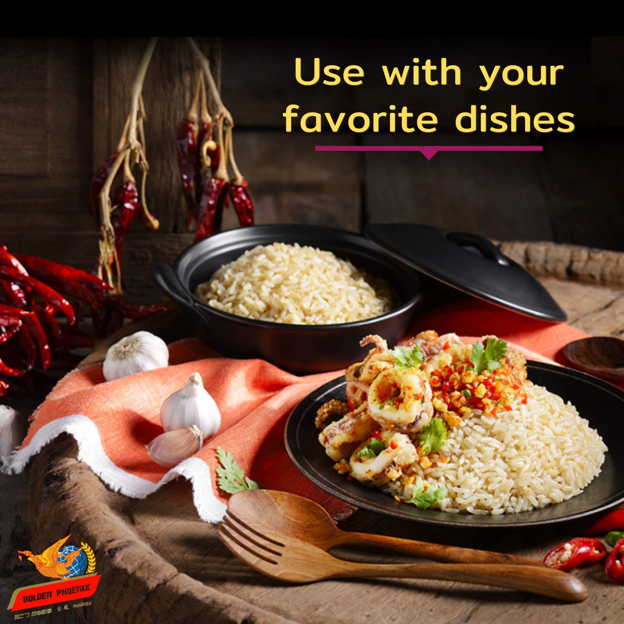 Golden Phoenix Jasmine Rice 25 lbs, Long Grain Thai Rice with a Natural Fragrance & Delicate Flavor, Great For Preparing Fried Rice, Pilaf, Risotto & Paella, Among Others (Jasmine Rice 25 lbs)