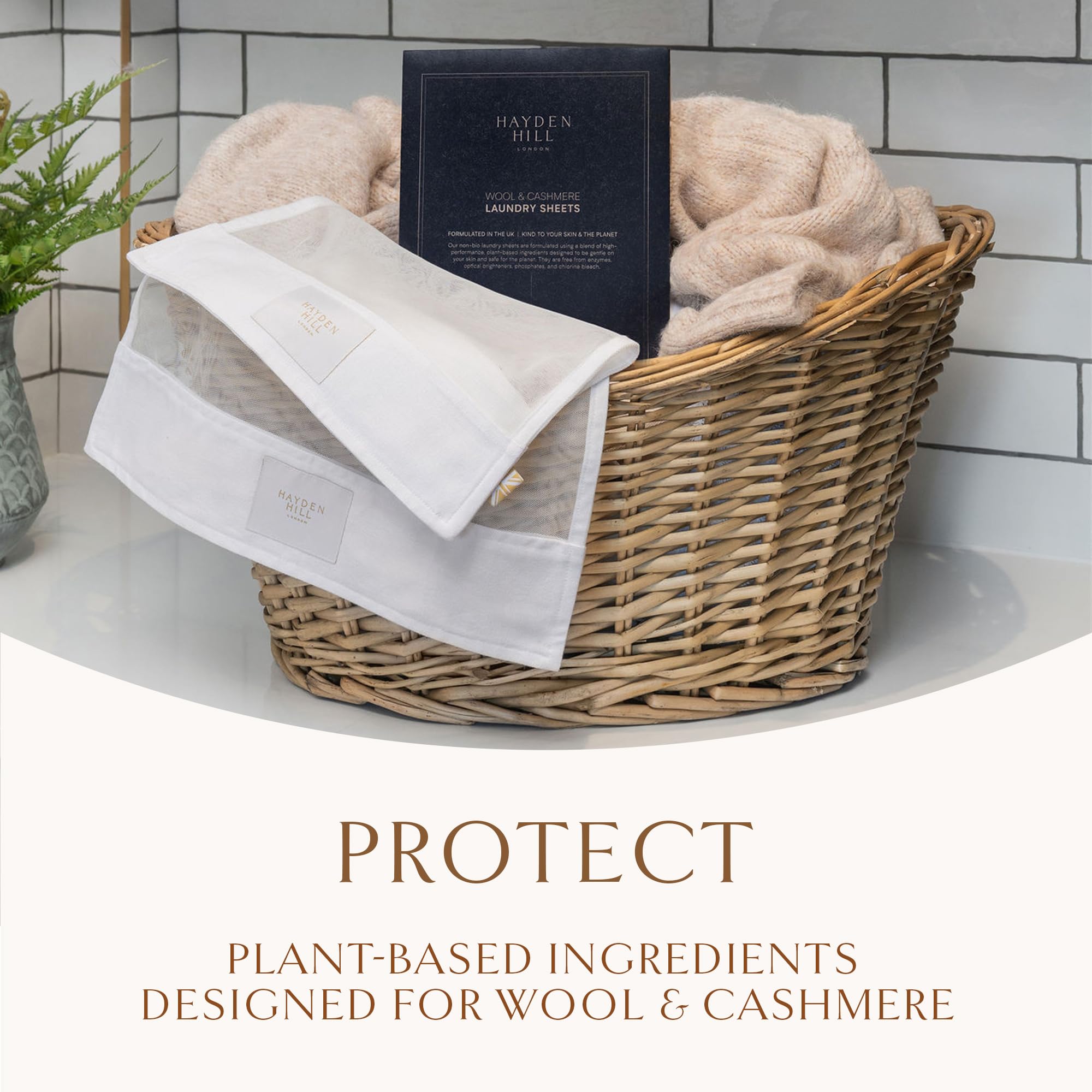 Hayden Hill Laundry Sheets For Cashmere and Wool - Fragrance Free Detergent - 30 Washes (15 Sheets) - Non-Bio Plant Based - Kind To Your Skin