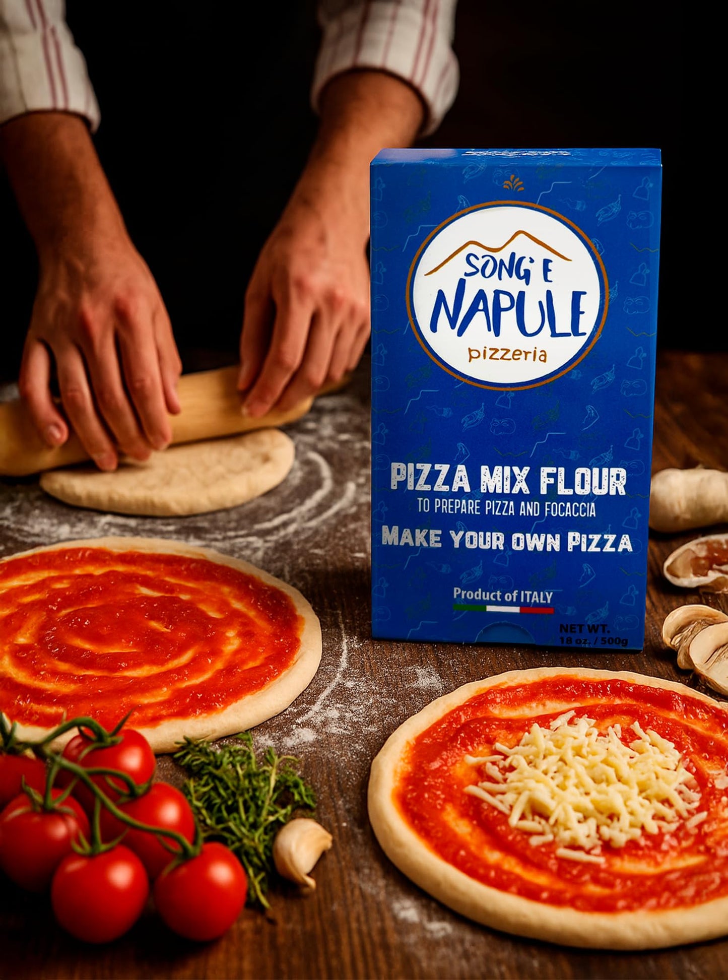 Song' E Napule Pizza Mix Flour | To Prepare Pizza and Focaccia | Make Your Own | Product of Italy, 18 Ounce Box