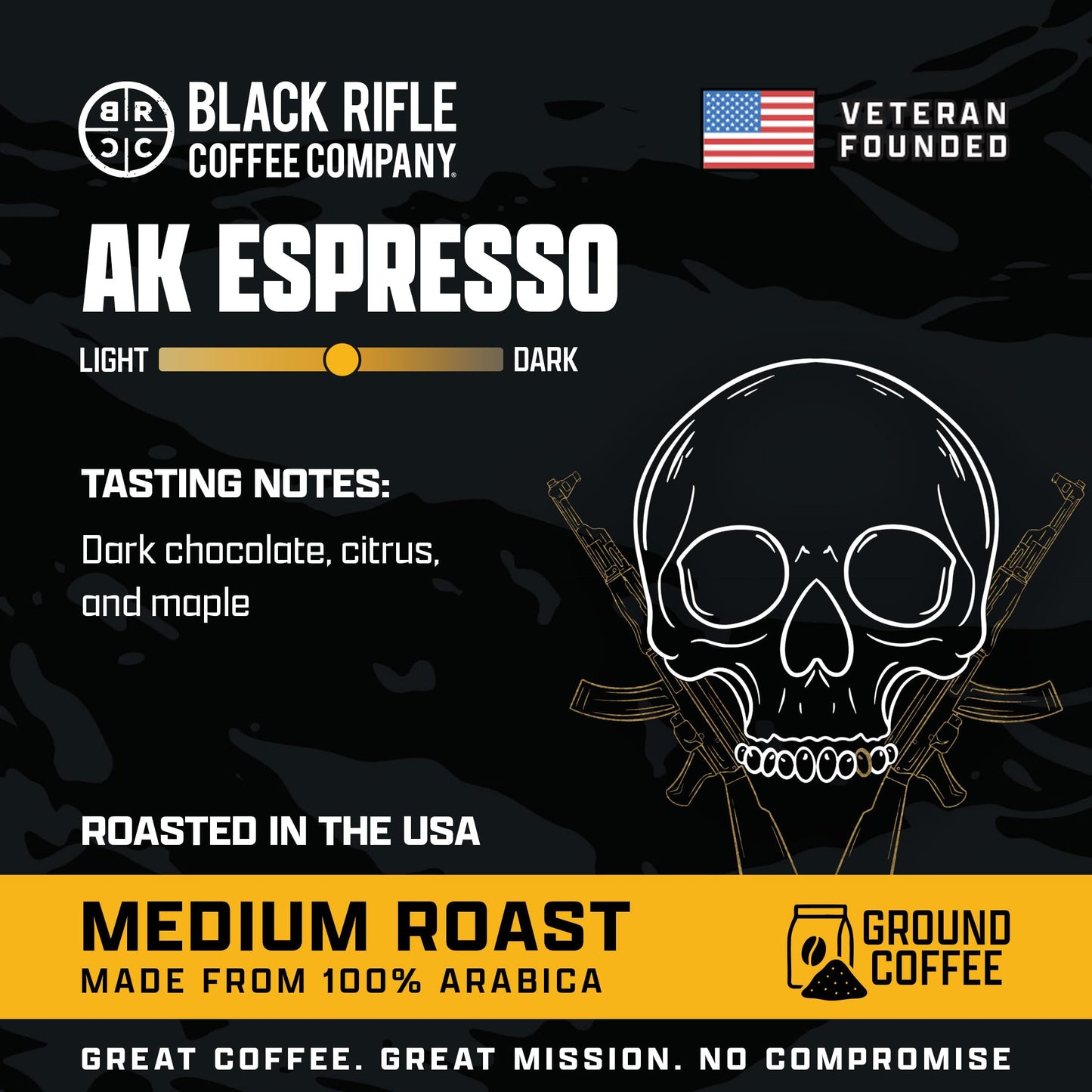 Black Rifle Coffee Company AK Espresso, 5 lb Bag, Ground Coffee Medium Roast - Roasted Blend Made from Arabica Beans - Colombian & Brazilian Beans