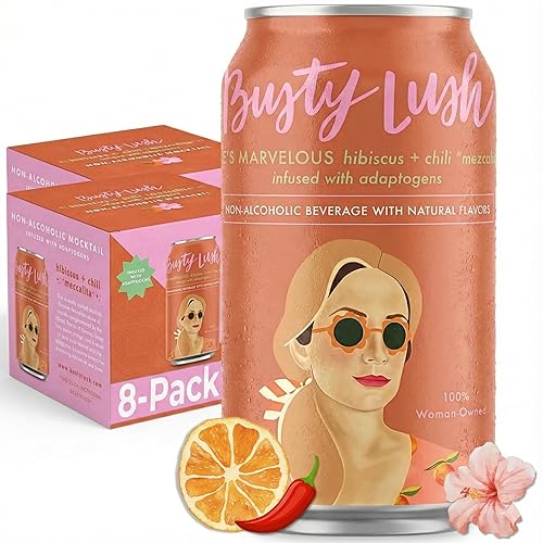 Busty Lush Craft Mocktails - Non-Alcoholic Sparkling Drinks, Zero Proof Drinks, Mezcalita, Alcohol Alternative - Infused with L-Theanine, Low Calorie