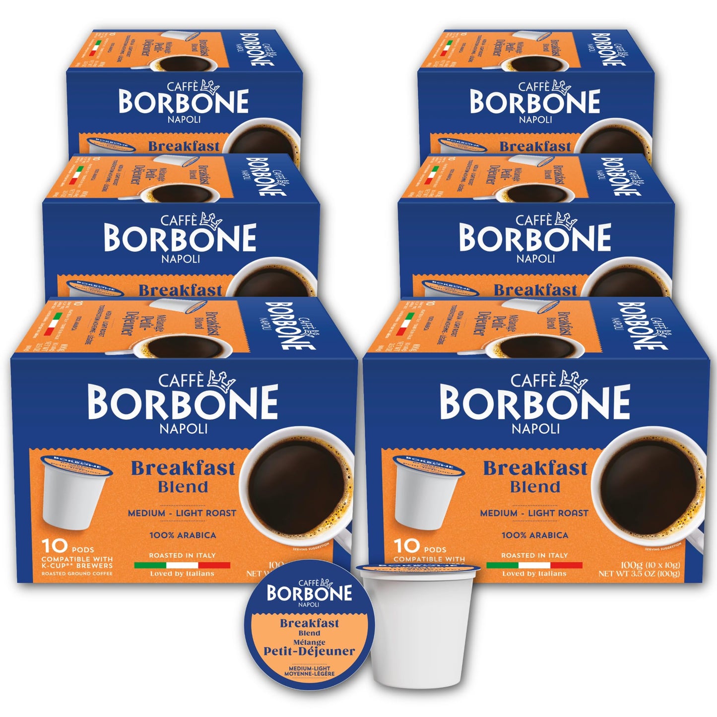 Caffè Borbone Breakfast Blend Coffee (60 Count) - Medium Light Roast, 100% Arabica, Roasted in Naples with Notes of Chestnut and Caramel - Single