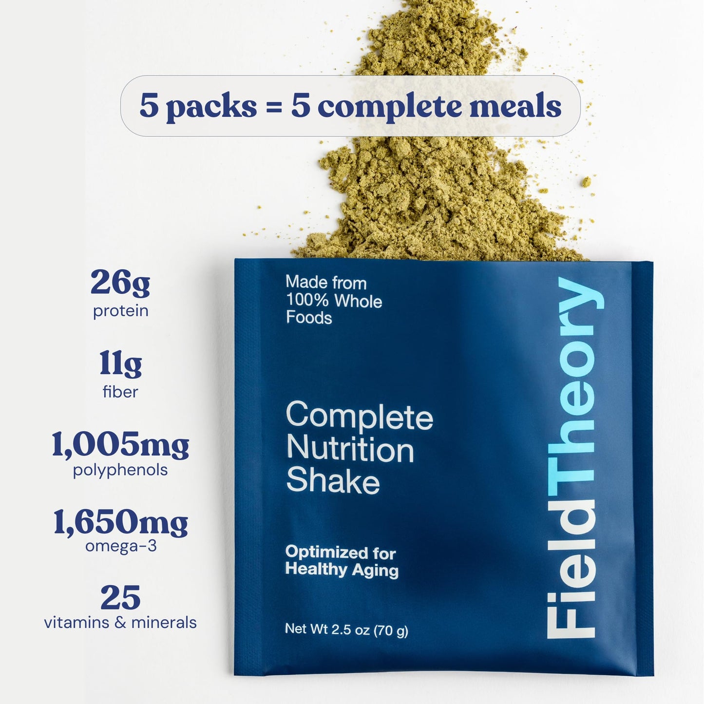 Field Theory Whole Food Nutrition Shake | Vanilla Bean & Nut | 26g Plant Protein, 11g Fiber, 25 Vitamins and Minerals from Whole Food Ingredients |