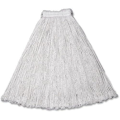 Rubbermaid Commercial Products Value Pro Small 16 OZ Cotton Wet Mop, 1" Headband, White, for General Purpose Floor Cleaning or One-Time Use
