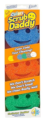 Scrub Daddy Colors Kitchen Sponges - Scratch-Free Dishwashing Sponges & Sponge for Kitchen Sink, Bathroom & Household Cleaning - BPA-Free Polymer Foam