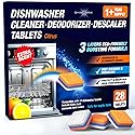 Dishwasher Cleaner Deodorizer Descaler Tablets - 28 Tabs - 1 Plus Year Supply - Extra Scented Deep Cleaning Sanitizer Pods - Remove Hard Water
