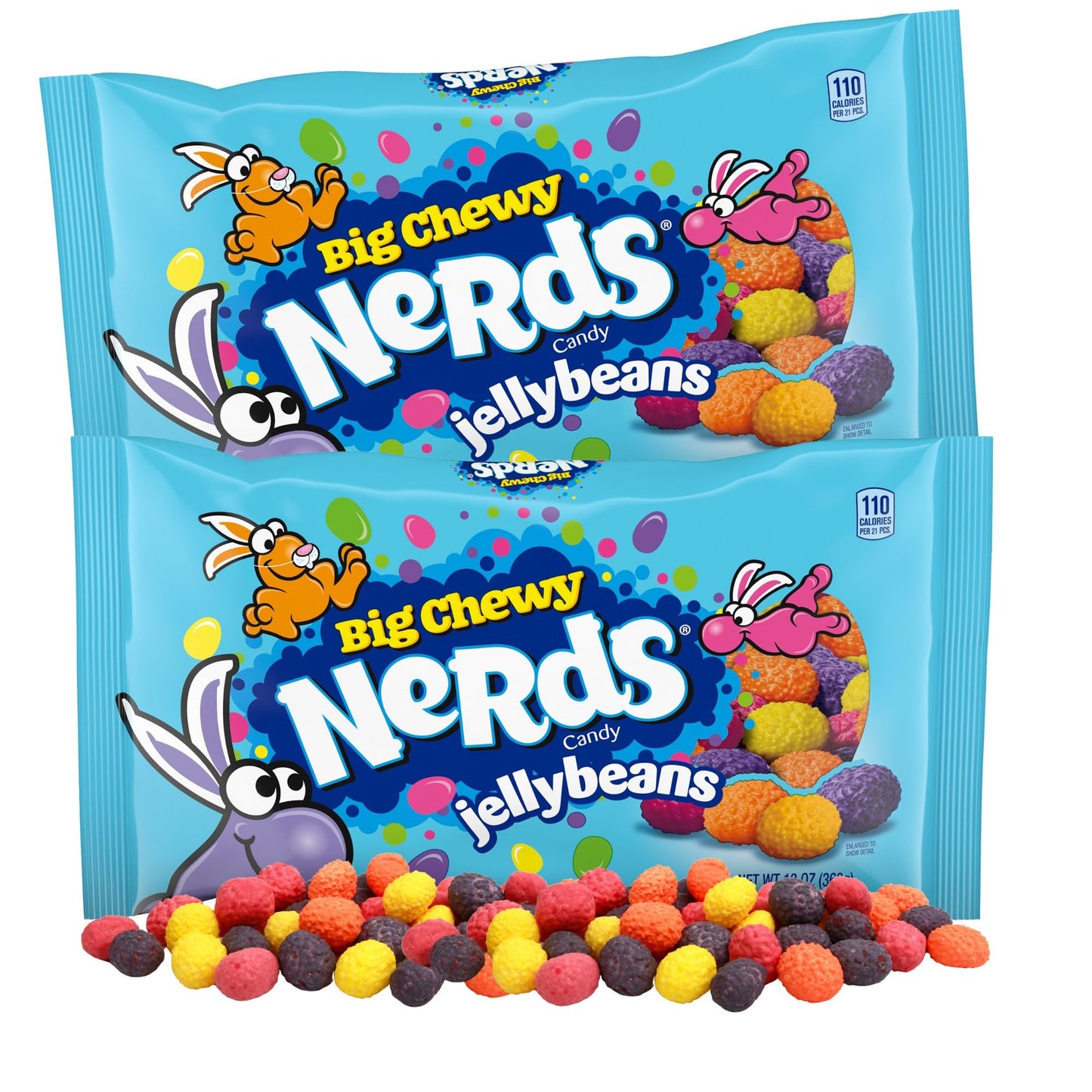Easter Big Chewy Jelly Beans, Assorted Fruit Flavored Candy, Festive Egg Fillers or Party Favors, 13 Ounces (Pack of 2)