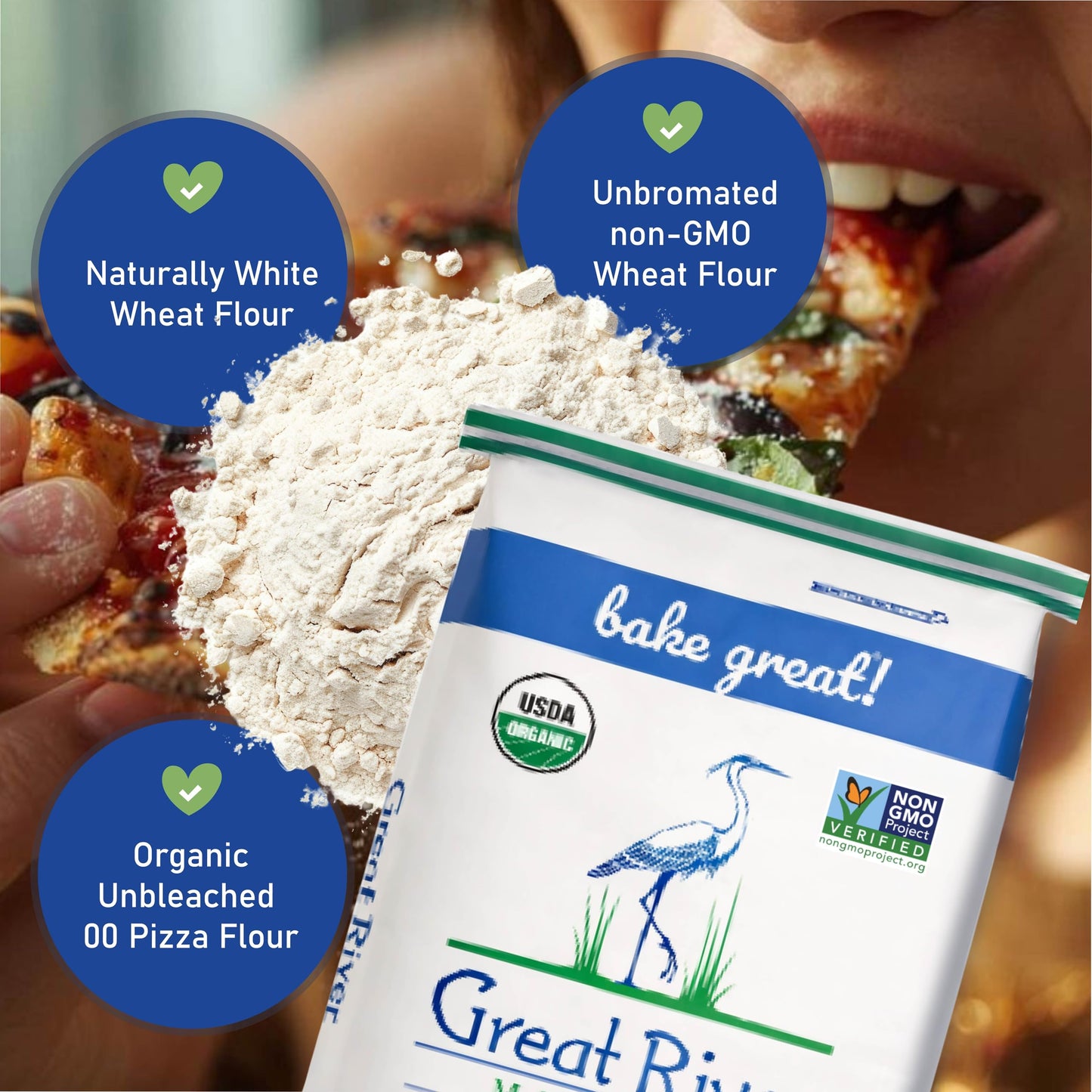 Great River Milling 00 Organic Pizza Flour | Ultra-Fine Neapolitan Style Flour for Pizza Dough, Bread & Pasta | USDA Organic, Non-GMO, Kosher