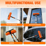 LAANPOLE 26FT Window Squeegee with Extension Pole, 2-in-1 Squeegee for Window Cleaning, Professional Cleaning Kit for Home with 20FT Telescoping Pole