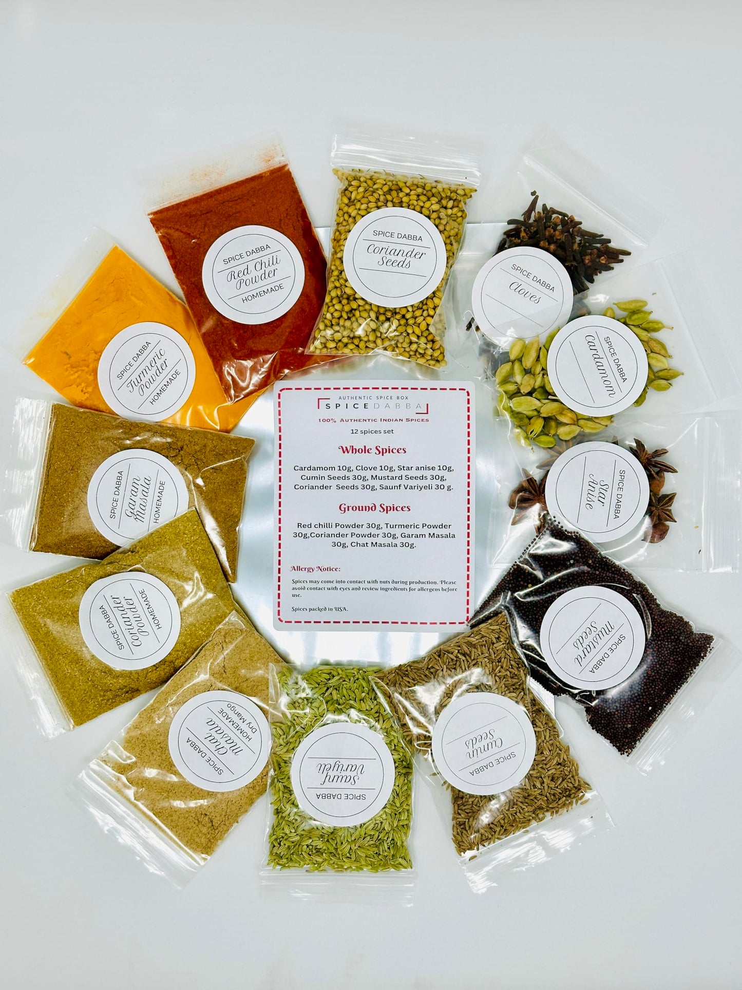 Authentic Indian Spice 12 Spice Set: Assorted Spices, Herbs, and Seasonings