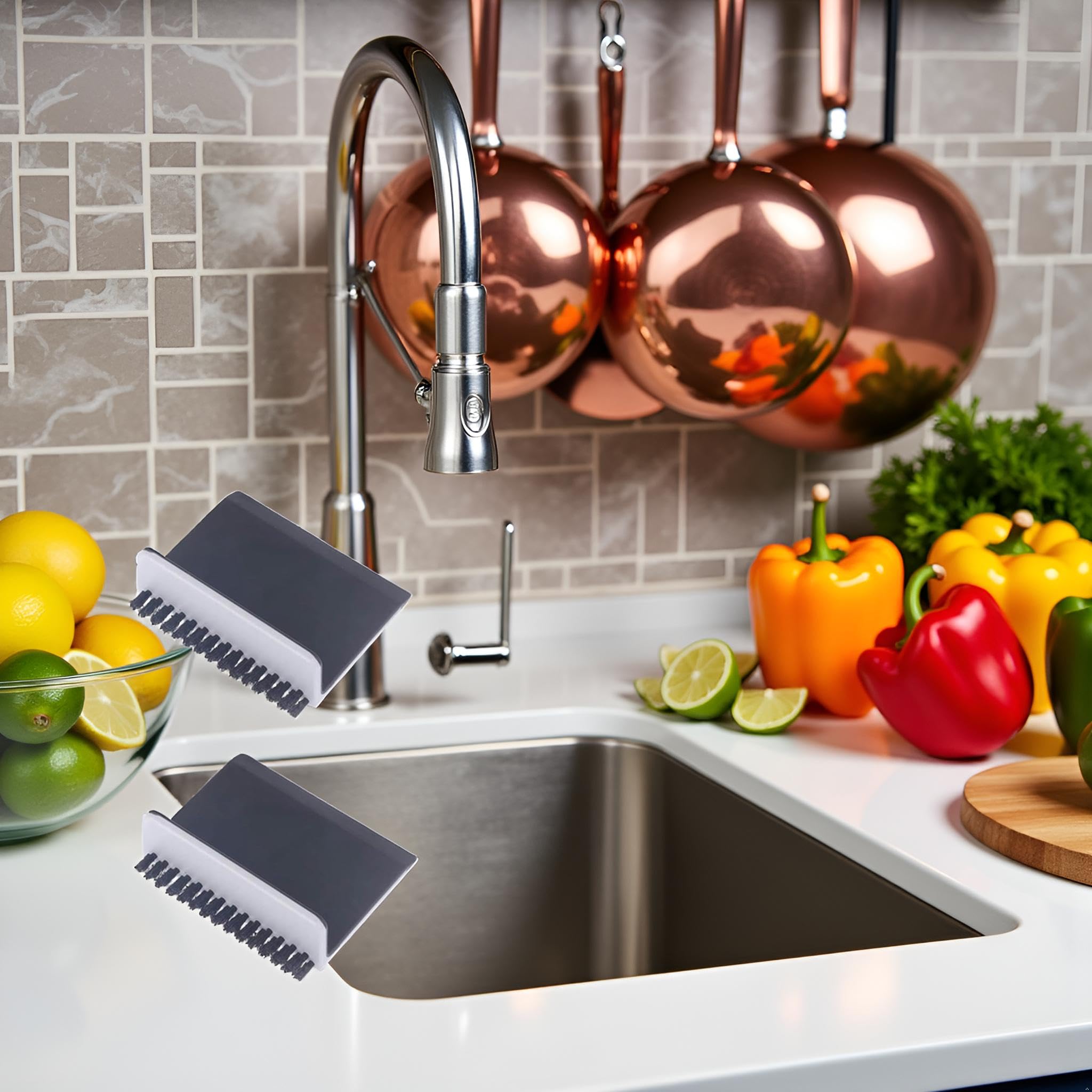 2 Pcs Black Kitchen Sink Squeegee Cleaner Countertop Brush Wiper Vegetable Cleaning Brush Wiper Home Kitchen Tool Fruit and Vegetable Cleaning Brushes