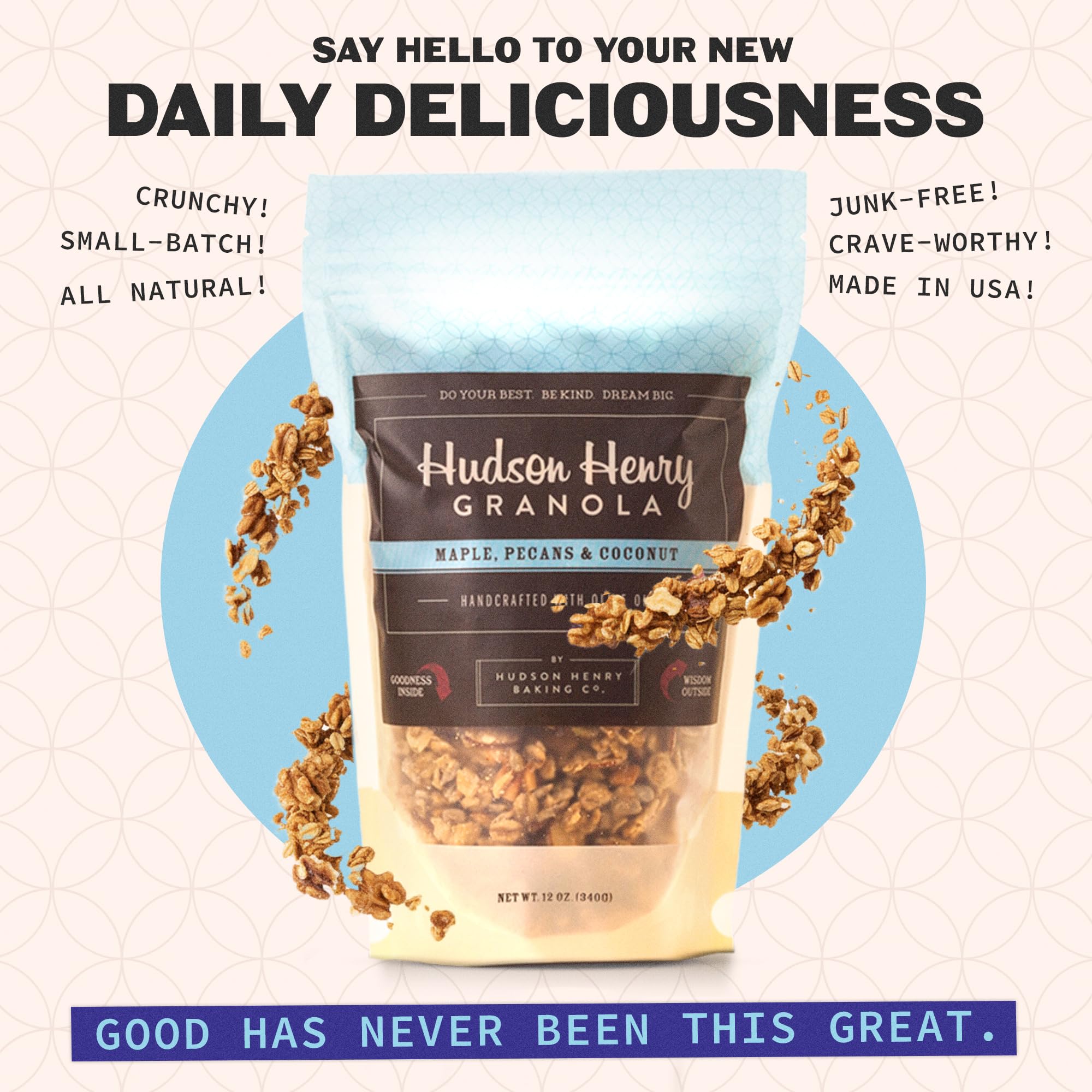 Hudson Henry Maple Pecan Coconut Granola | Gluten Free Granola with Nuts & Seeds | Vegan, Non-GMO & Small Batch Baked with Pure Maple Syrup & Extra