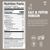 Chomps Grass-Fed & Finished Salt & Pepper Venison Jerky Meat Snack Sticks 10-Pack - Keto, Paleo, Low Carb, Whole30 Approved, 10g Lean Meat Protein