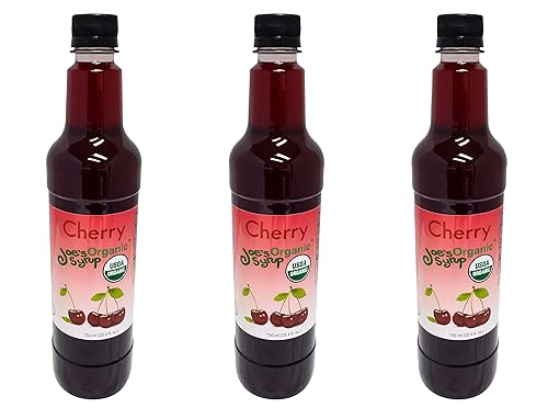 Joe’s Syrup Organic Flavored Syrup, Organic Cherry, 750 ml (3 Pack)