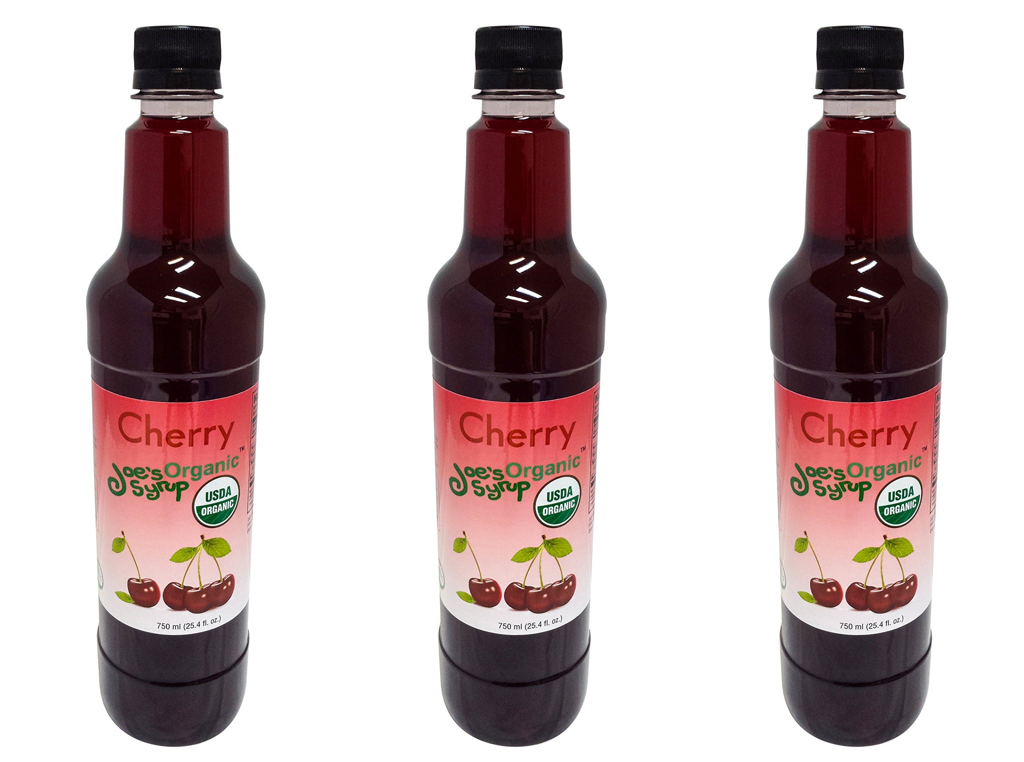 Joe’s Syrup Organic Flavored Syrup, Organic Cherry, 750 ml (3 Pack)