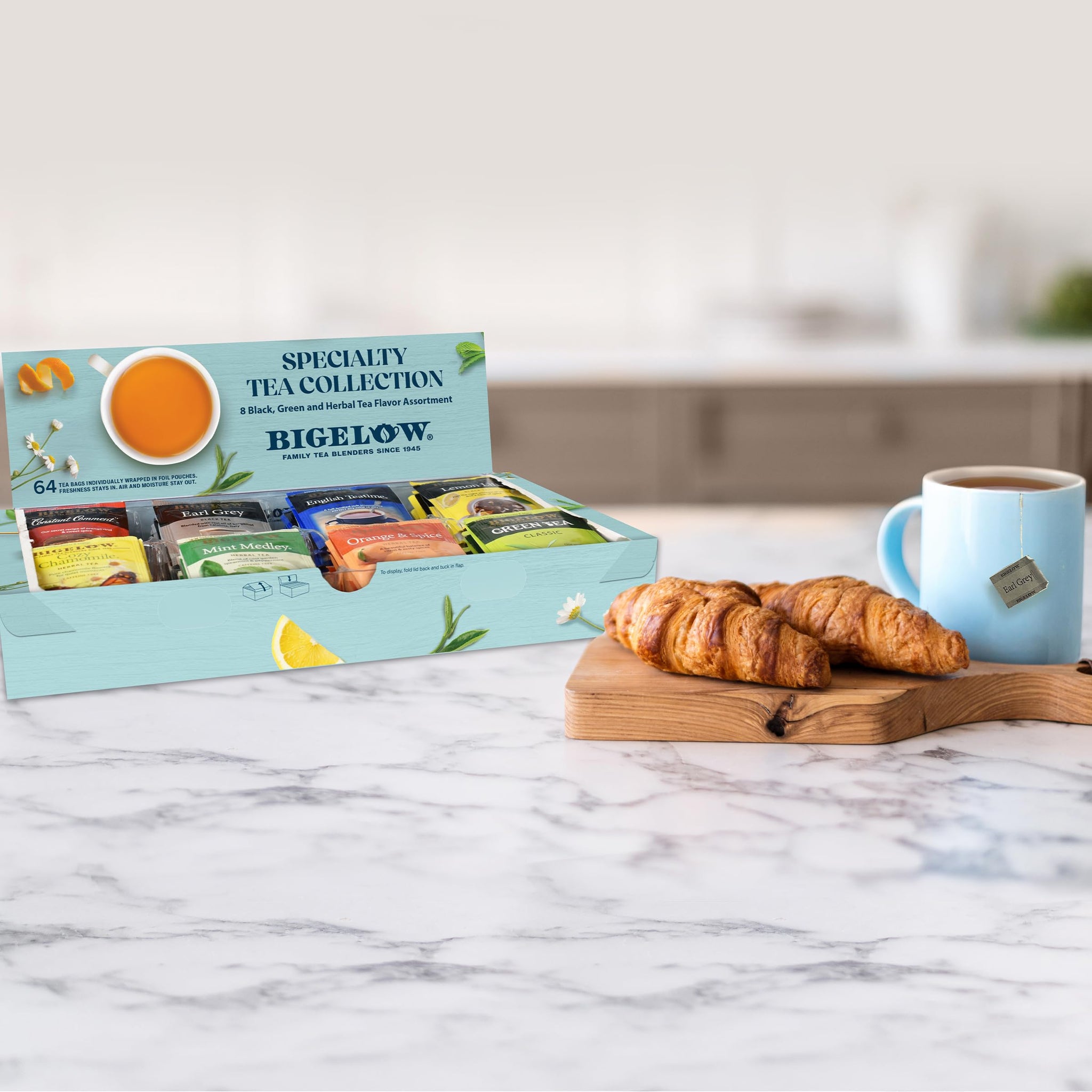 Bigelow Tea Assortment, Green, Black, and Herbal Teas with English Teatime, Constant Comment, Lemon Lift, Earl Grey, Green, Cozy Chamomile, Orange