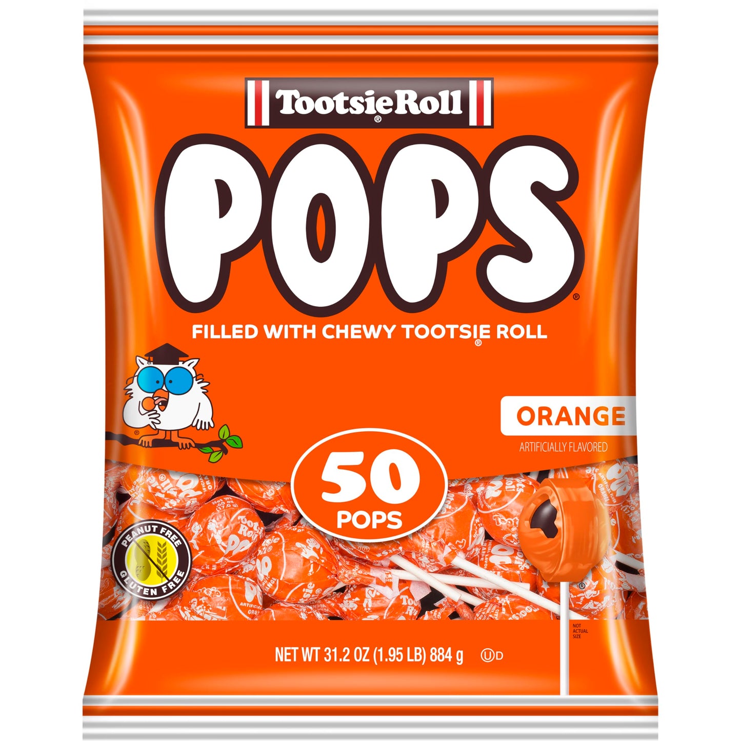 Tootsie Pops Single Flavor Bag - Orange Flavored Lollipops with Chocolatey Center - Individually Wrapped Hard Candy - Orange Candy - Peanut Free