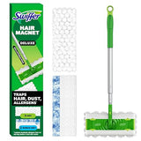 Swiffer Hair Magnet Deluxe Starter Kit with Collapsible Pole, 9 Hair Magnet Dry Cloths, 2 Bonus Mop & Go Wet Cloths
