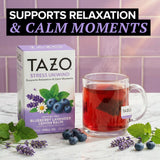 TAZO Herbal Tea Bags, Stress Unwind Blueberry Lavender Lemon Balm, 16 Count (Pack of 1)