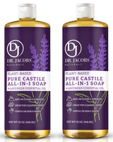 Dr. Jacobs Naturals Lavender Castile All-in-One Cleaner and Soap - Plant-Based Formula for House Cleaning Floors and Appliances - Gentle on Skin