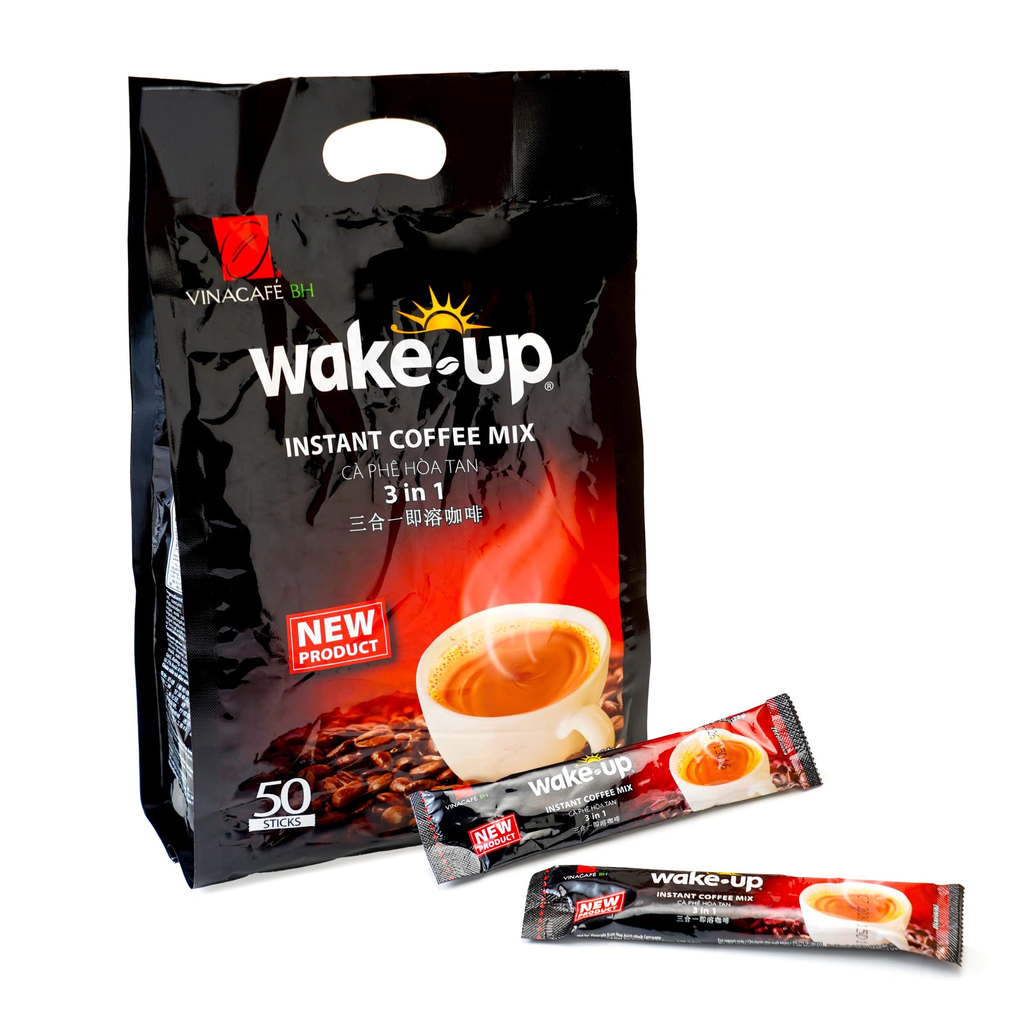 Vinacafe Premium 100 Sticks 3 in 1 Wake-Up Coffee Mix, 100 Coffee Sticks Single Serves 2 Pack of 50