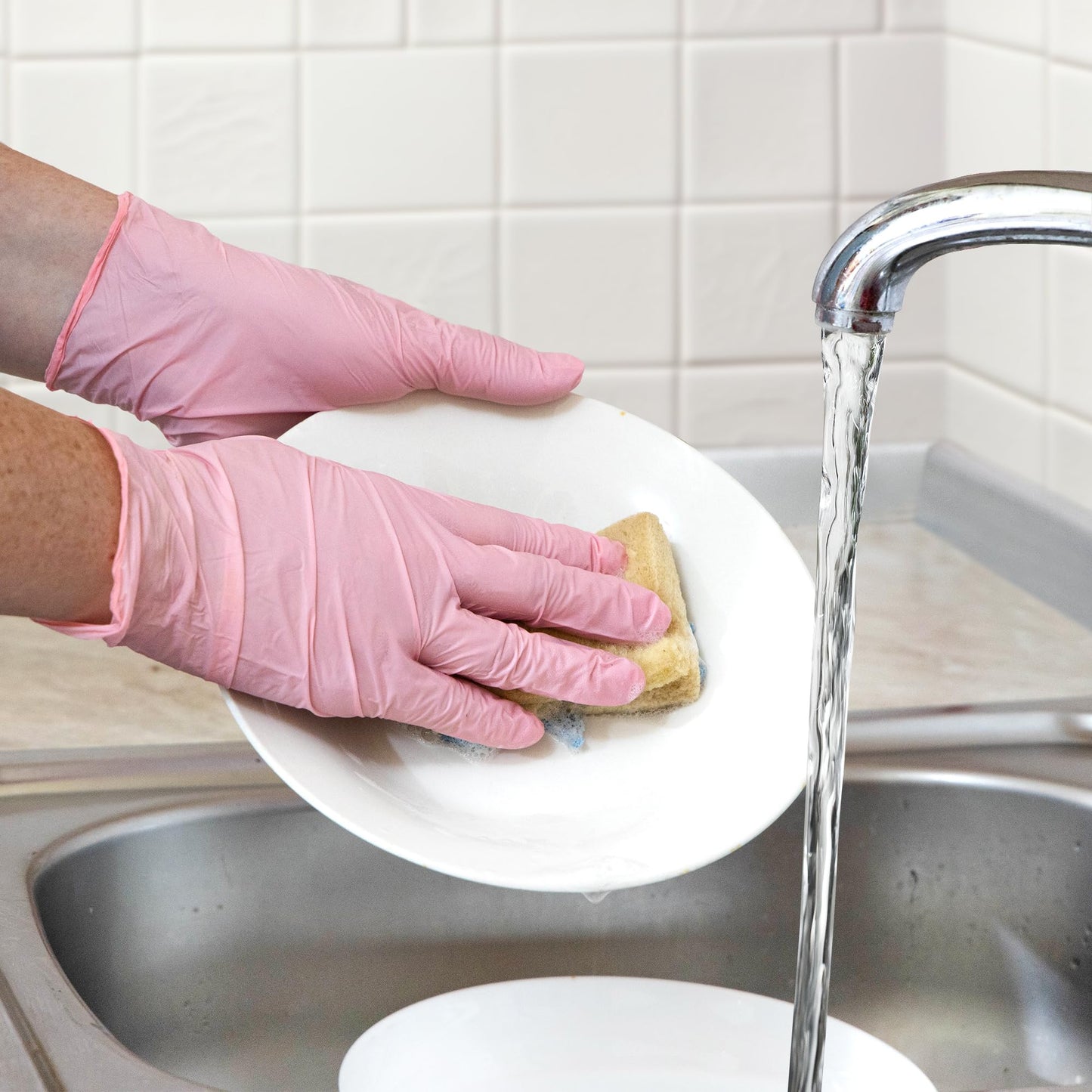GUSTO [Case of 1000] Pink Nitrile Disposable Gloves, Small - Latex & Rubber Free, Powder-Free, Non-Sterile Gloves for Food Prep, Cleaning