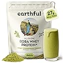 EARTHFUL Boba Whey Protein 27g Grass-Fed Whey & Collagen, Boba Tea with Supergreens, 10 Mushrooms, Adaptogens, Nootropics, No Added Sugar Meal
