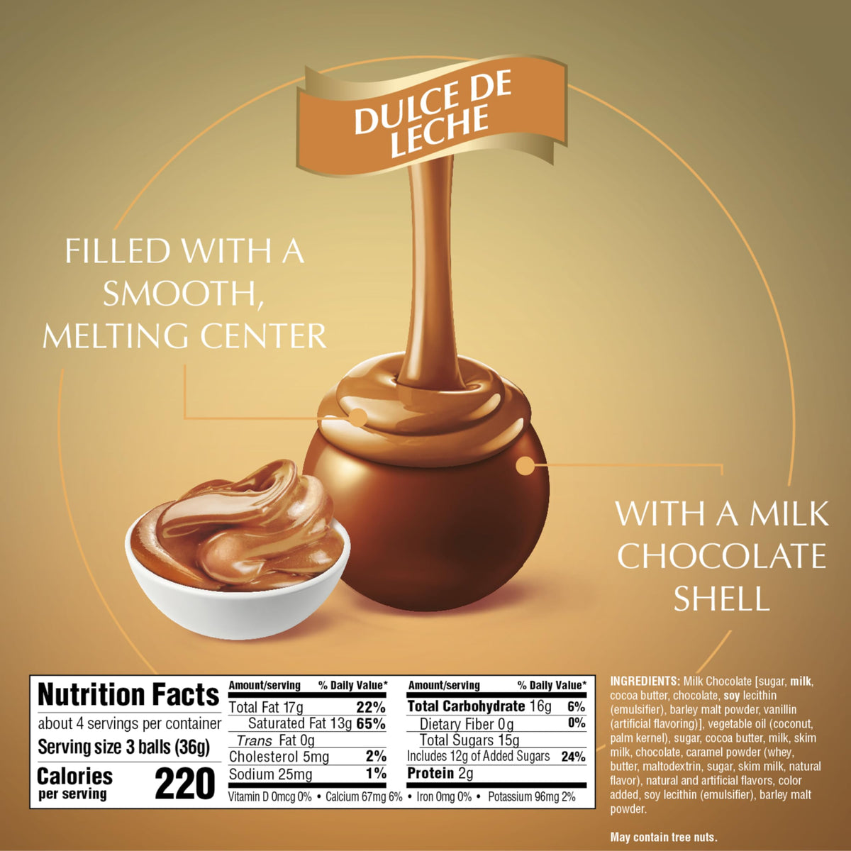 Lindt LINDOR Dulce de Leche Milk Chocolate Truffles, Milk Chocolate Candy with Smooth, Melting Truffle Center, Great for Gift Giving, 5.1 oz. Bag (6