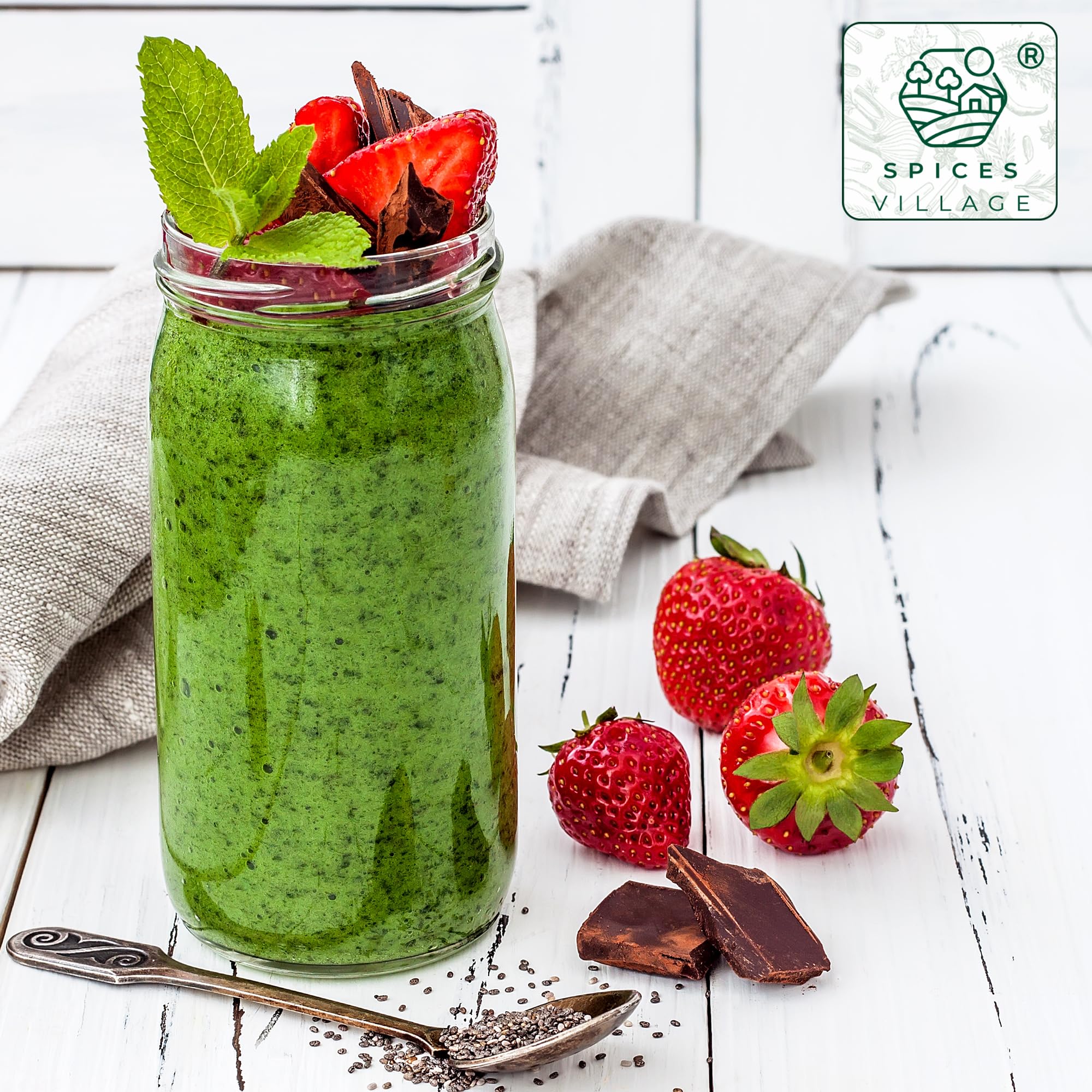 SPICES VILLAGE Dried Spinach Powder, 4 oz, Natural Ground Spinach Leafs, Whole Leaf Spinach Powder, Kosher, Gluten Free, Vegan, Non GMO, Resealable