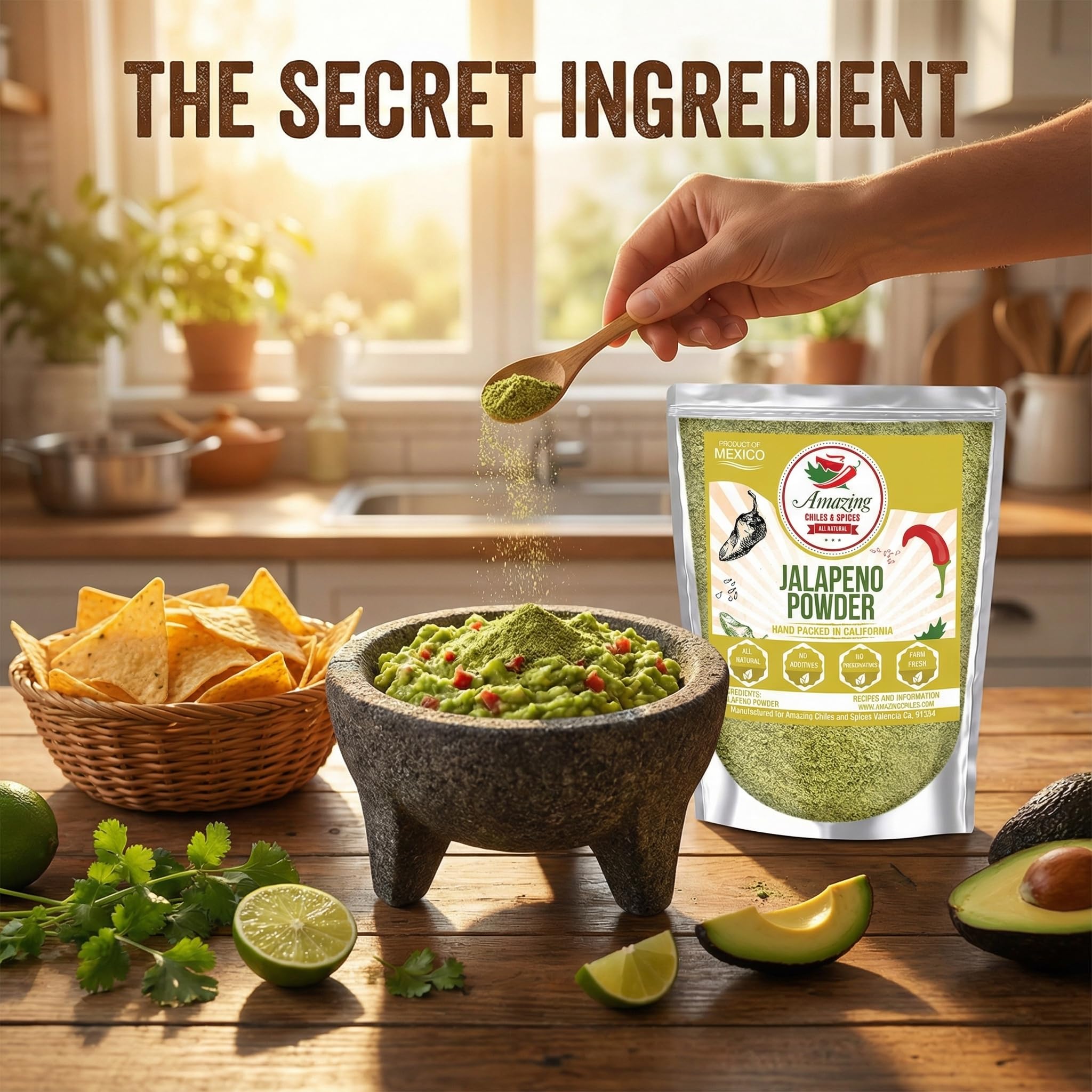 Jalapeno Powder Seasoning 4oz - Natural and Premium. Great For Chili, Salsa, Spice Blends, Stews, Tacos, Corn Bread. Medium to High Heat - fruity