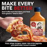 CAPT’N DEMO’S Truffle Hot Sauce BIG TRUFFLE FLASK - Gourmet Red Sauce with Real White & Black Truffle - Hot Honey Garlic Blend - Small Batch Luxury