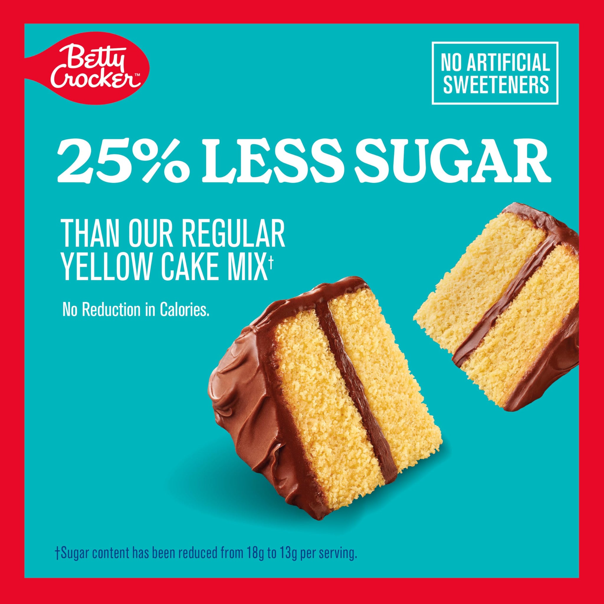 Betty Crocker Lower Sugar Yellow Cake Mix, No Artificial Sweeteners, 14 oz