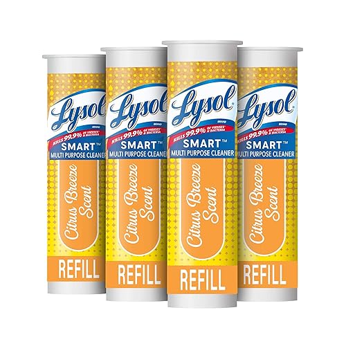Lysol Smart Refill Cartridges Multipurpose Cleaner, Citrus Breeze, For Disinfecting & Cleaning, 4ct., Packaging May Vary