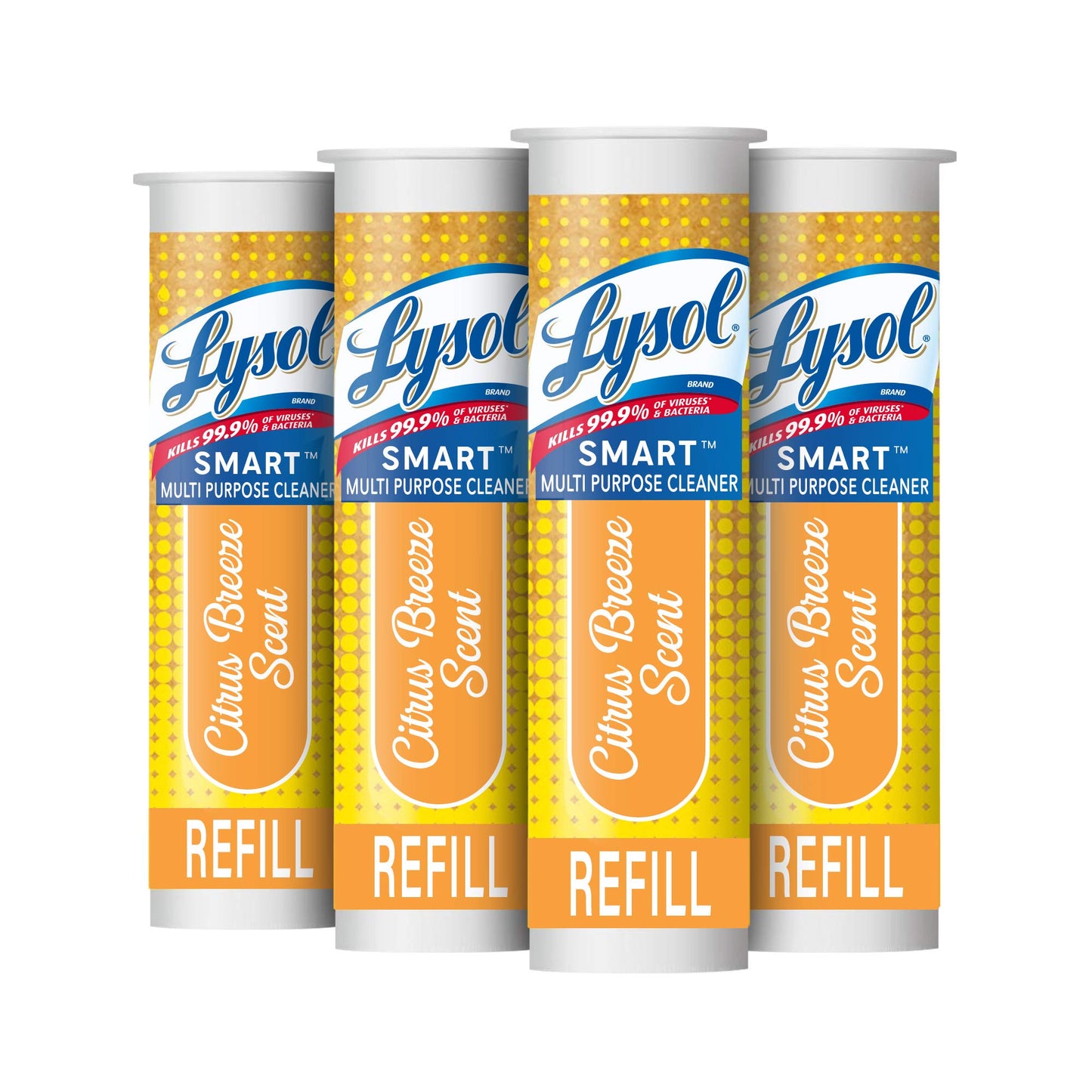 Lysol Smart Refill Cartridges Multipurpose Cleaner, Citrus Breeze, For Disinfecting & Cleaning, 4ct., Packaging May Vary