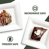 FPN Compostable Square Plates 6 Inch 125 Pack Heavy Duty Disposable Plates | Sugarcane Biodegradable Eco Friendly Dinnerware for Hot & Cold Food