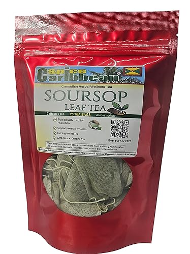 SOURSOP - 25 Tea Bags (ORGANIC loose Leaf Tea) - Product of Grenada, Caribbean