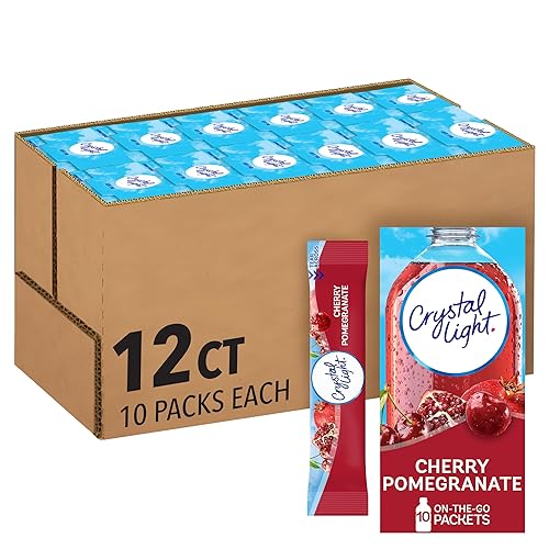 Crystal Light Drink Mix, 120 Packets, for Convenient On-the-Go Flavorful Hydration, Naturally Flavored Cherry Pomegranate with other natural flavor