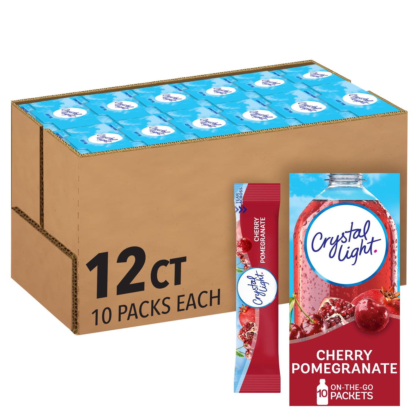 Crystal Light Drink Mix, 120 Packets, for Convenient On-the-Go Flavorful Hydration, Naturally Flavored Cherry Pomegranate with other natural flavor