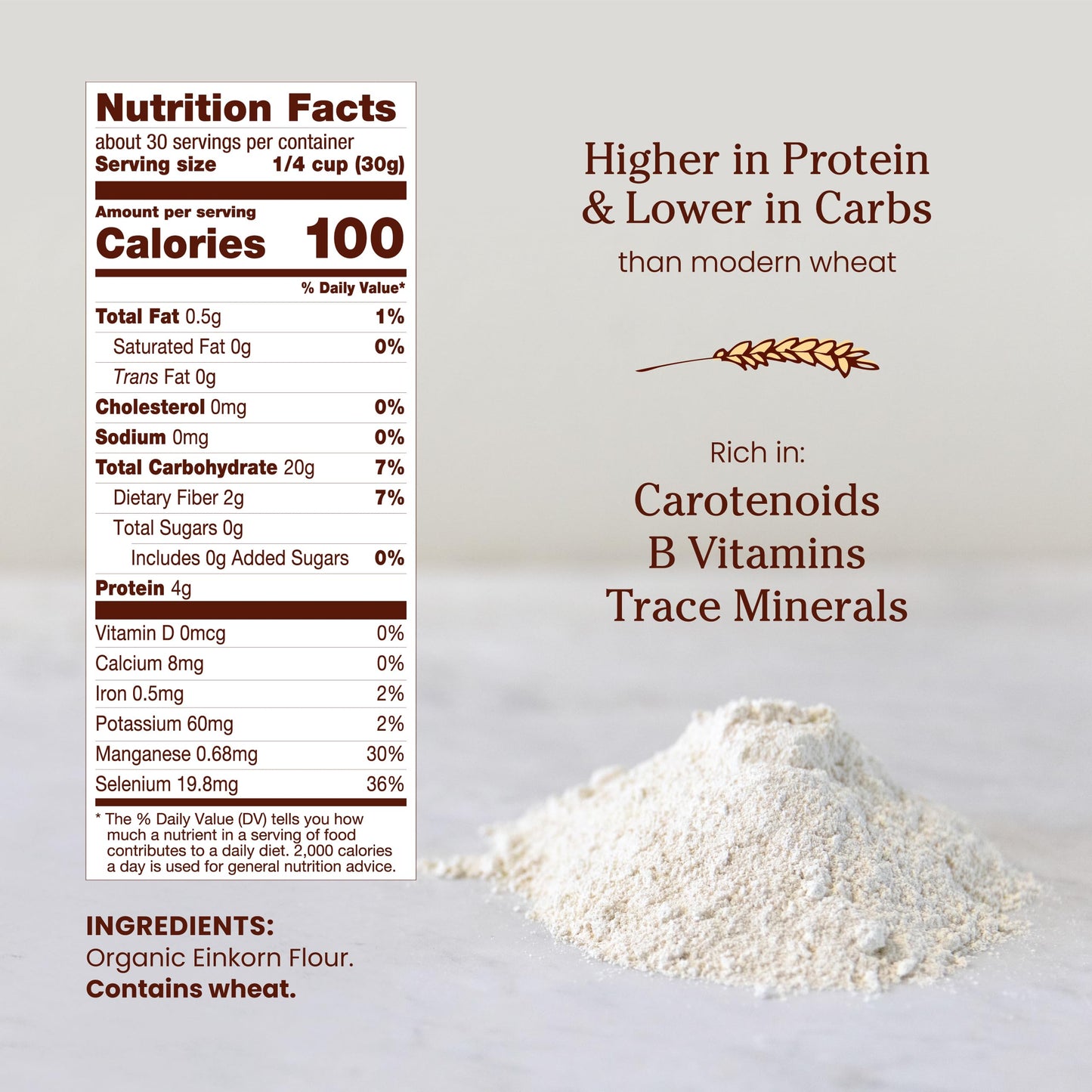 Jovial Organic Einkorn Unbleached All Purpose Flour - Bread Baking Flour for Sourdough, High Protein, Non-GMO, For Organic Pizza & Pasta, European
