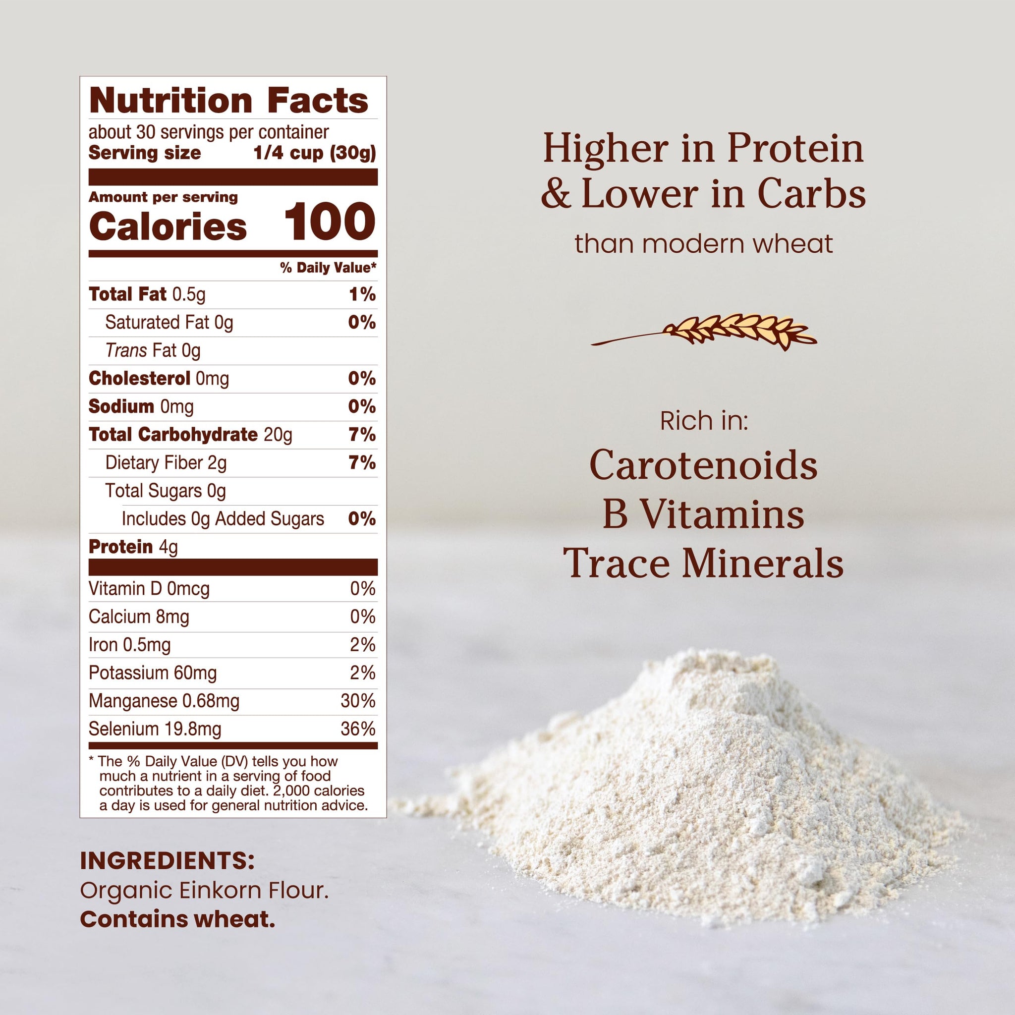Jovial Organic Einkorn Unbleached All Purpose Flour - Bread Baking Flour for Sourdough, High Protein, Non-GMO, For Organic Pizza & Pasta, European