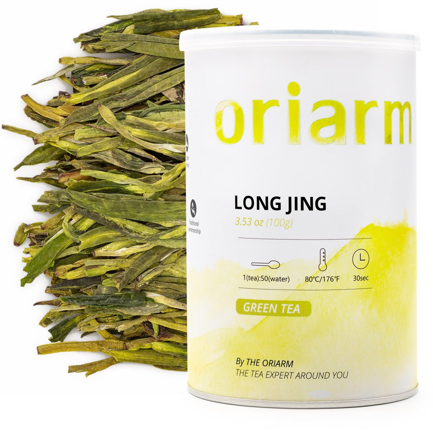 Oriarm 2026 Xihu Longjing Green Tea 100g Tin Can - Chinese Longjing Jing Dragon Well Loose Leaf Tea - Yuqian 2nd Grade