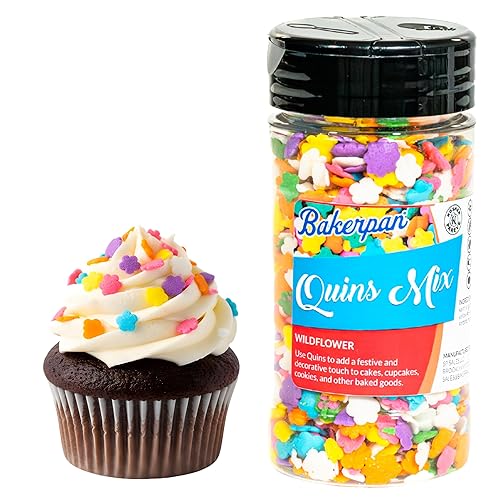 Bakerpan Spring Sprinkles for Cake Decorating - Flower Confetti Edible 4 Ounces - Edible Confetti Sprinkles for Cupcakes, Ice Cream, Cookies, Cakes