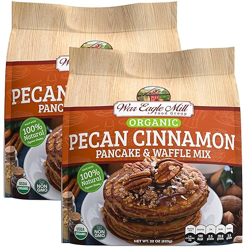 War Eagle Mill Organic Pecan Cinnamon Whole Grain Pancake & Waffle Mix, 22 oz Bag (2 Pack)