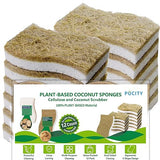 Sponges Kitchen Natural Dish Sponge Plant-Based Biodegradable Compostable Cellulose with Coconut Scrubber Sponge Non Scratch Eco Friendly Kitchen