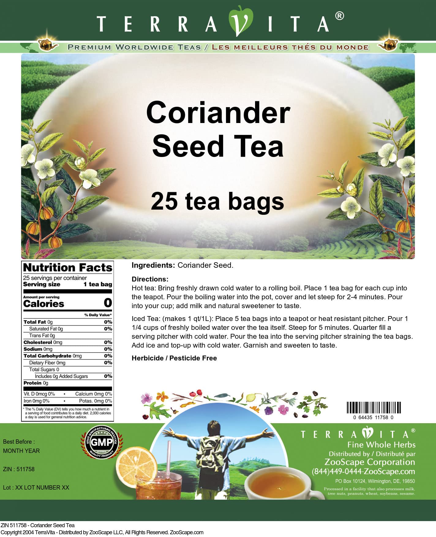 Coriander Seed Tea (25 tea bags, ZIN: 511758) - 3 Pack