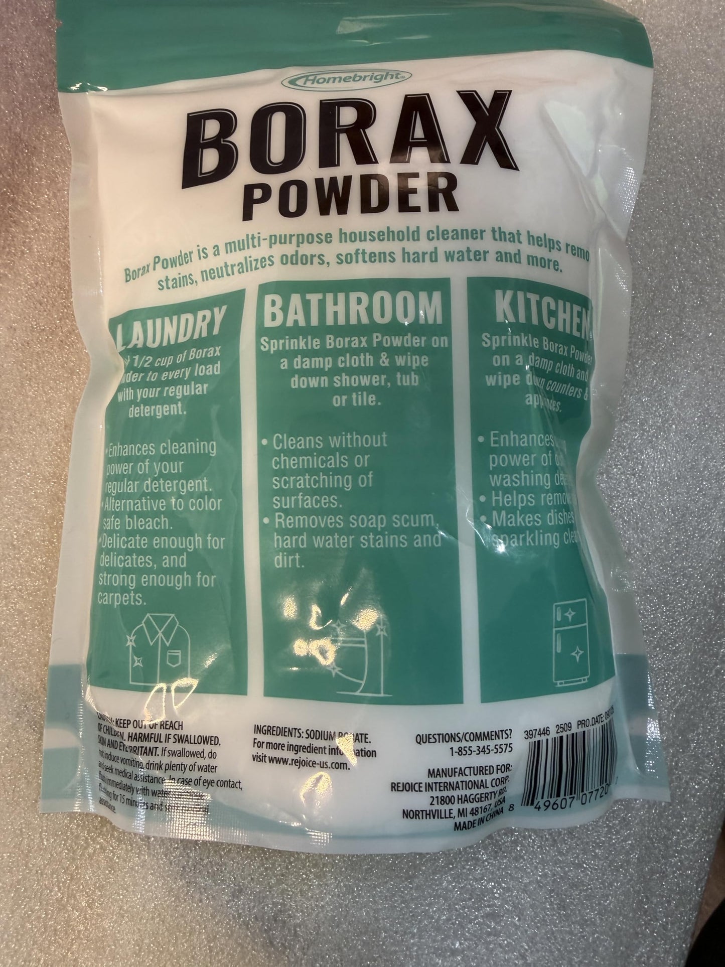 HOMEBRIGHT Borax Powder Multi-Purpose Household Cleaner, Laundry Booster and Stain Remover