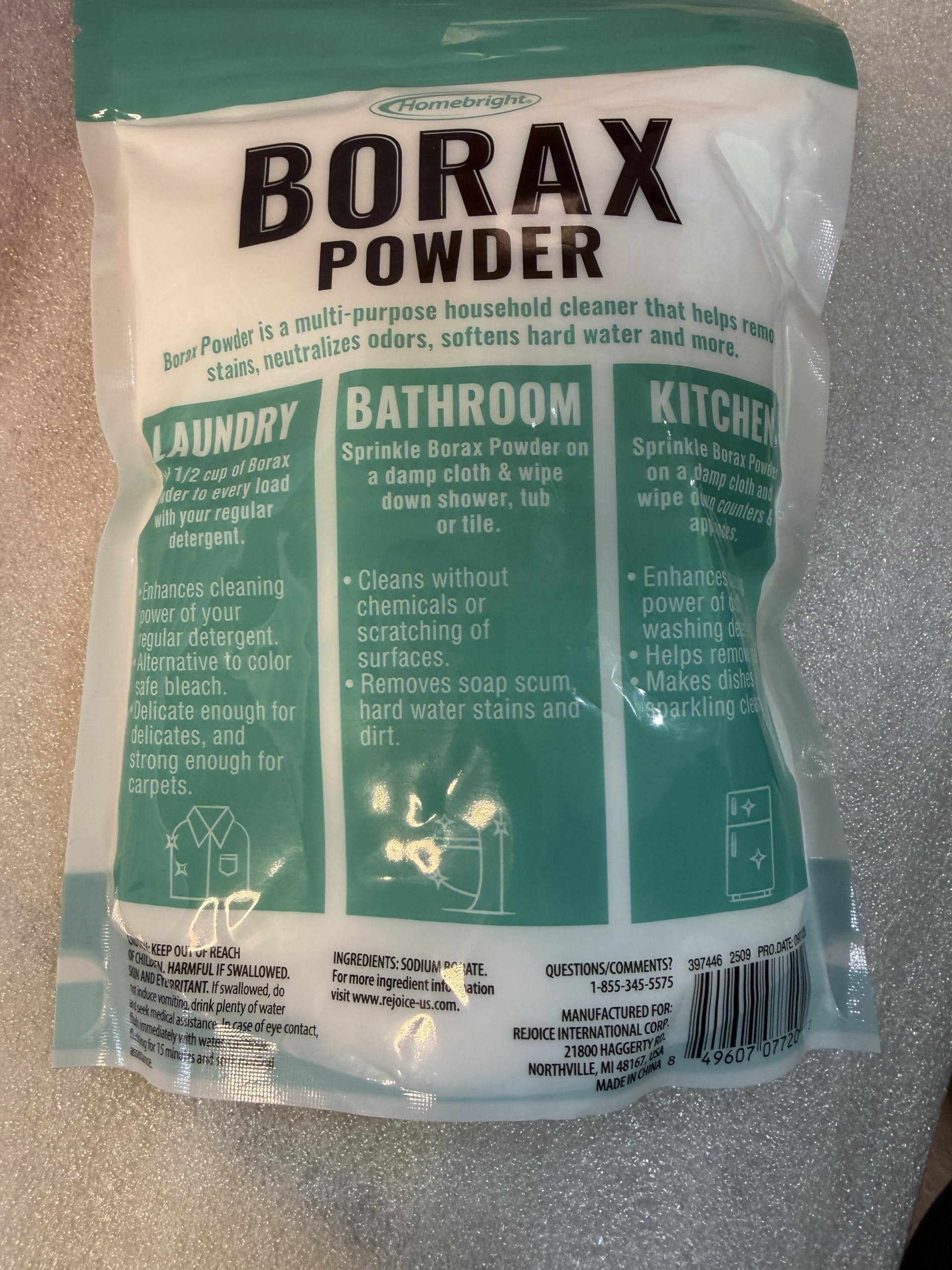 HOMEBRIGHT Borax Powder Multi-Purpose Household Cleaner, Laundry Booster and Stain Remover