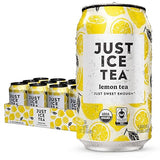 Just Ice Tea, Lemon Flavored Black Iced Tea, 12-Pack (12oz Cans), USDA Certified Organic, Real Brewed, Low Calorie, No Artificial Sweeteners, Fair